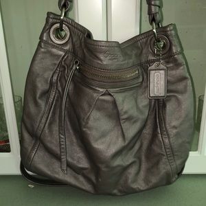 COACH Gray Parker Hippie Leather Crossbody Bag